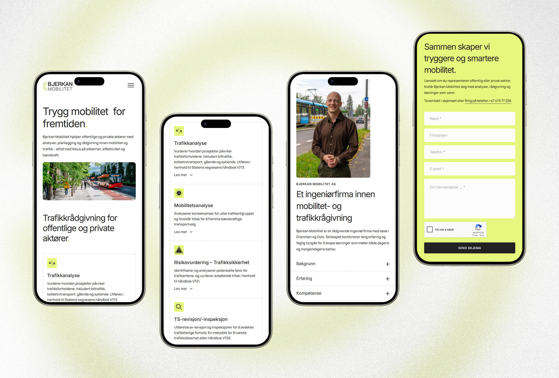 Mobilversjon - Responsivt webdesign for Bjerkan Mobilitet Mobilversjon - Responsivt webdesign for nettsiden til Bjerkan Mobilitet
