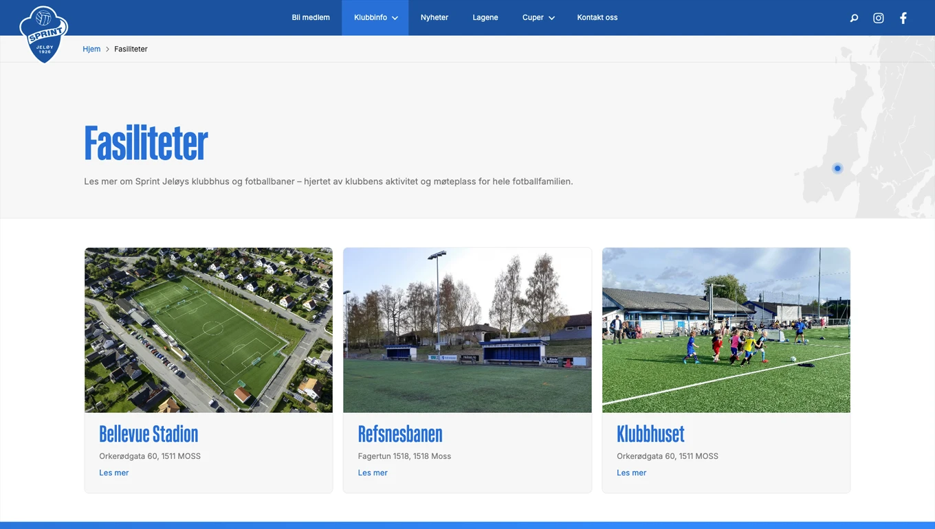 Webdesign fasiliteter fotballklubb sprint-jeløy del 2